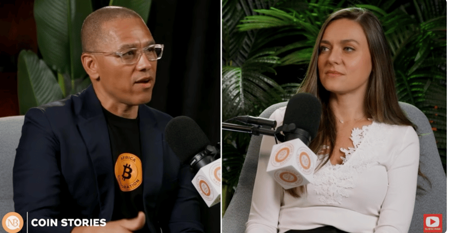 Stafford Masie (left) speaking on Natalie Brunell's Coin Stories podcast. Source: Coin Stories